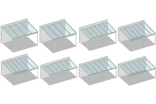 Abbildungen verschiedener Varianten eines Fixdaches