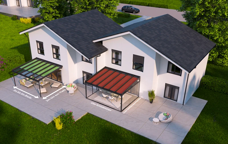 Lamellendach und Glasdach Kombination