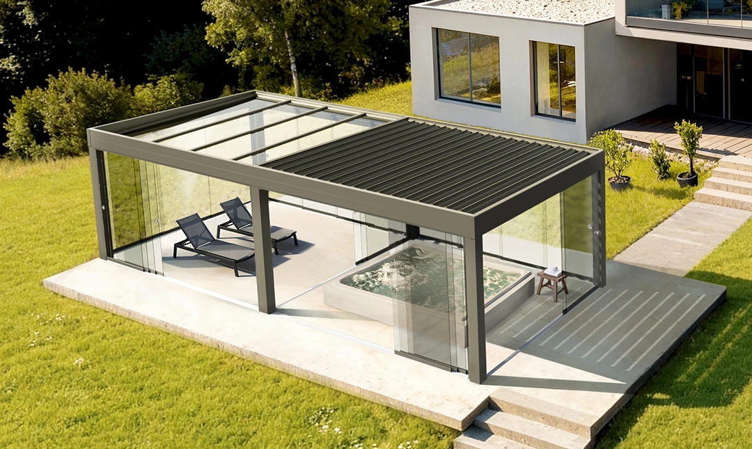 Sommergarten und Lamellendach Kombination