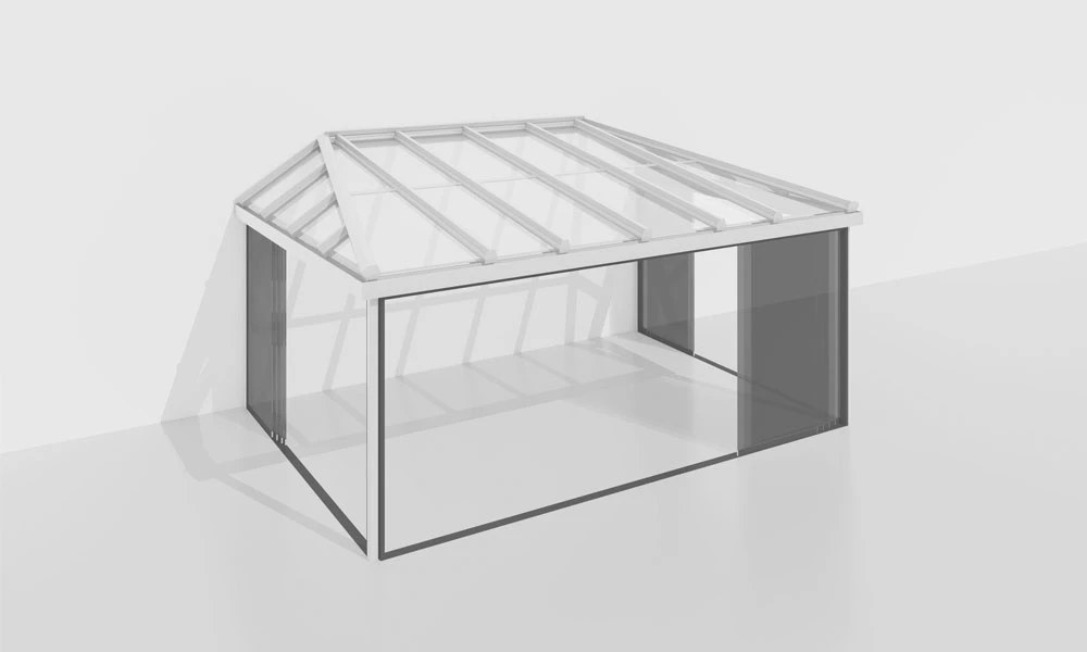 3D-Darstellung von einer Glas-Schiebetuer der Serie 16