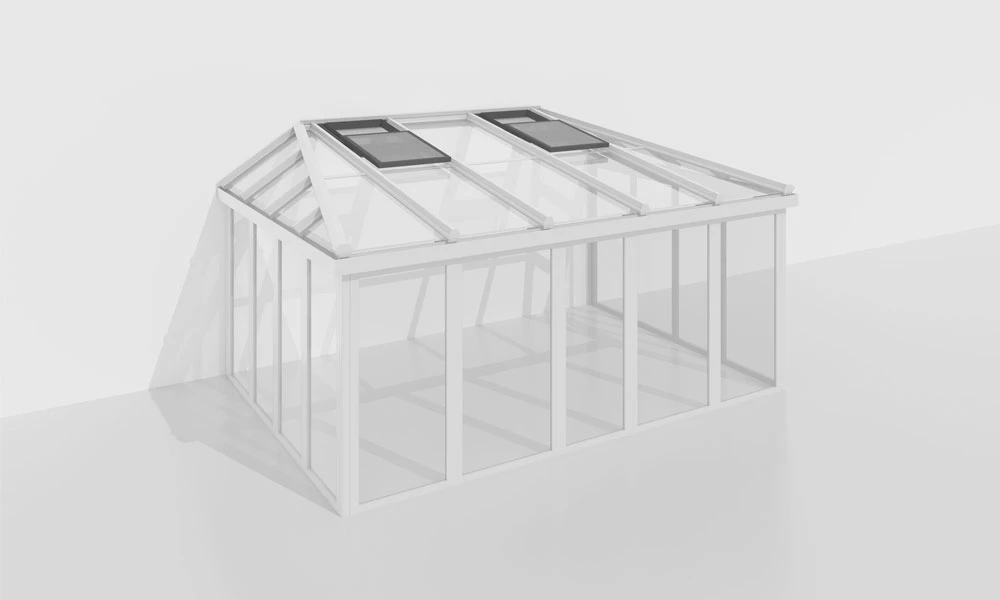 3D-Darstellung von einem Wintergarten mit Dachfenster HSF