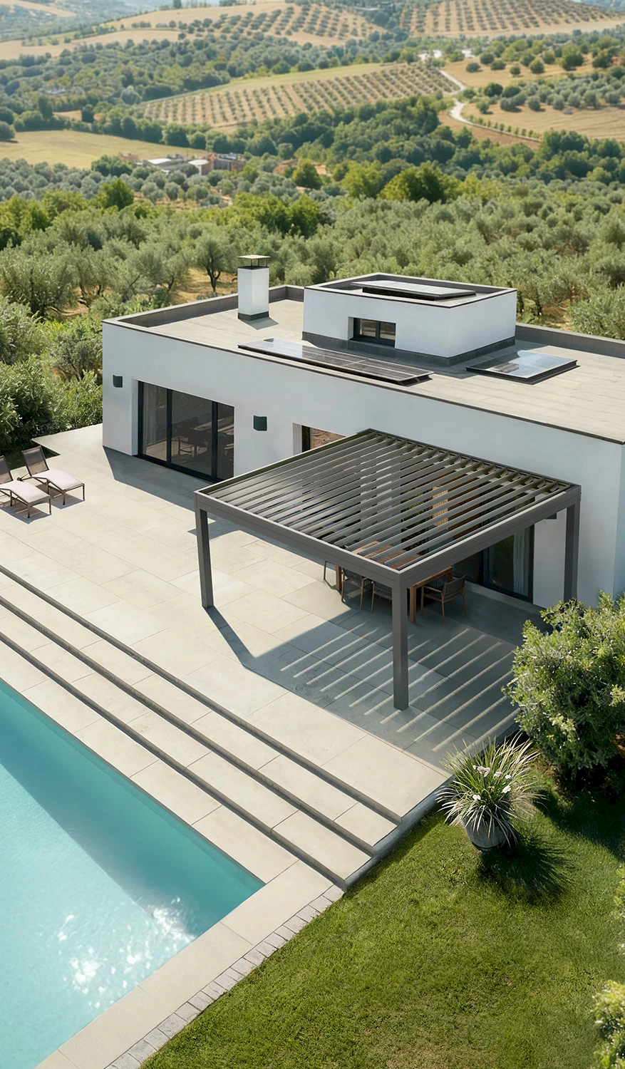 Lamellendach von schräg-unten fotografiert